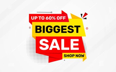 En büyük satış afişi. Yılın en büyük bayrağı. Satış ve indirimler En büyük satış, Dijital ve baskı pazarı için özel pazarlama poster tasarımı.