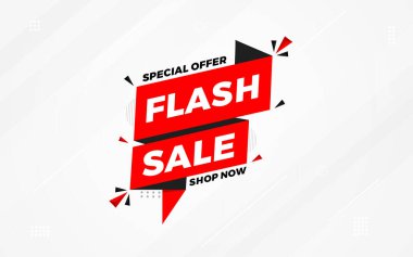 İnternet ya da sosyal medya için flaş indirimli afiş. İndirim etiketli satış afişi promosyon şablonu. Kısıtlı zaman teklifi, ekstra indirim. Ticari poster, satış arkaplan vektörü illüstrasyonu