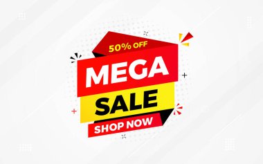 Mega satış afişi şablonu. Özel indirim geçmişi. Web ya da sosyal medya için büyük indirimli pankart tasarımı, indirimli özel teklif. soyut vektör tasarımı.