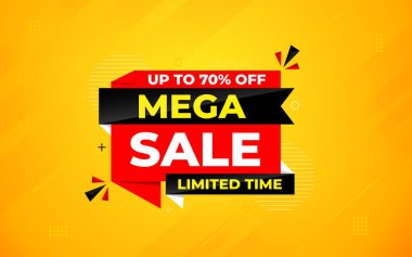 Mega satış afişi şablonu. Özel indirim geçmişi. Web ya da sosyal medya için büyük indirimli pankart tasarımı, indirimli özel teklif. soyut vektör tasarımı.