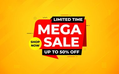 Mega satış afişi şablonu. Özel indirim geçmişi. Web ya da sosyal medya için büyük indirimli pankart tasarımı, indirimli özel teklif. soyut vektör tasarımı.