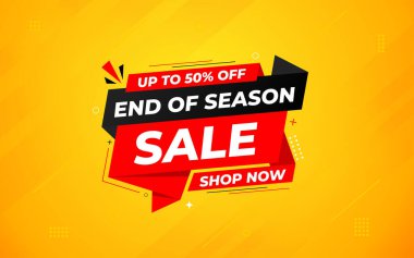 Sezon Satışı Sancağının Sonu Sezonluk fiyat etiketi tasarımı. İndirimli festival etiketi tasarımı. Sezon Süper Satış Sancak Şablonu. Daire Satış Vektörü İllüstrasyonu.