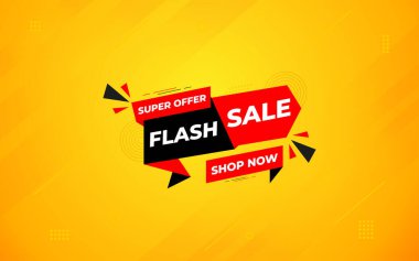 İnternet ya da sosyal medya için flaş indirimli afiş. İndirim etiketli satış afişi promosyon şablonu. Kısıtlı zaman teklifi, ekstra indirim. Ticari poster, satış arkaplan vektörü illüstrasyonu