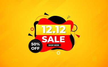 12. indirimli bayrak tanıtım şablonu. Hisse senedi. Yıl sonu afiş tasarımı web ya da sosyal medya için, indirimli özel teklif. soyut vektör tasarımı.