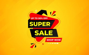 Süper İndirimli Sancak Soyut Vektör Tasarımı. Web Medya ve Piyasa için Süper Satış Posteri veya İndirim Etiketi. Super Selale yaratıcı afiş illüstrasyonu