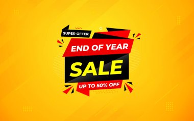 Yıl sonu indirimi pankart şablonu sunar. Hisse senedi. Yıl sonu afiş tasarımı web ya da sosyal medya için, indirimli özel teklif. soyut vektör tasarımı.