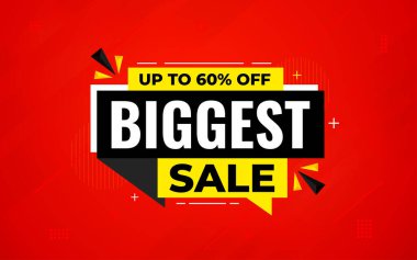 En büyük satış afişi. Yılın en büyük bayrağı. Satış ve indirimler En büyük satış, Dijital ve baskı pazarı için özel pazarlama poster tasarımı.