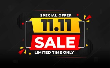 11 11 Satış Banner Promosyon Şablonu. Hisse senedi. Yıl sonu afiş tasarımı web ya da sosyal medya için, indirimli özel teklif. soyut vektör tasarımı.
