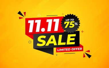 11 11 Satış Banner Promosyon Şablonu. Hisse senedi. Yıl sonu afiş tasarımı web ya da sosyal medya için, indirimli özel teklif. soyut vektör tasarımı.