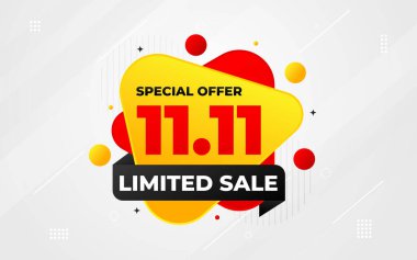 11 11 Satış Banner Promosyon Şablonu. Hisse senedi. Yıl sonu afiş tasarımı web ya da sosyal medya için, indirimli özel teklif. soyut vektör tasarımı.