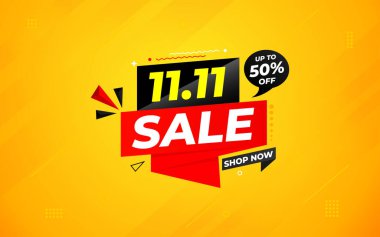 11 11 Satış Banner Promosyon Şablonu. Hisse senedi. Yıl sonu afiş tasarımı web ya da sosyal medya için, indirimli özel teklif. soyut vektör tasarımı.