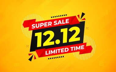 12. indirimli bayrak tanıtım şablonu. Hisse senedi. Yıl sonu afiş tasarımı web ya da sosyal medya için, indirimli özel teklif. soyut vektör tasarımı.