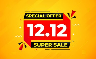 12. indirimli bayrak tanıtım şablonu. Hisse senedi. Yıl sonu afiş tasarımı web ya da sosyal medya için, indirimli özel teklif. soyut vektör tasarımı.