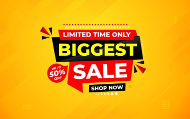 En büyük satış afişi. Yılın en büyük bayrağı. Satış ve indirimler En büyük satış, Dijital ve baskı pazarı için özel pazarlama poster tasarımı.