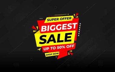 En büyük satış afişi. Yılın en büyük bayrağı. Satış ve indirimler En büyük satış, Dijital ve baskı pazarı için özel pazarlama poster tasarımı.