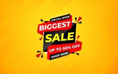 En büyük satış afişi. Yılın en büyük bayrağı. Satış ve indirimler En büyük satış, Dijital ve baskı pazarı için özel pazarlama poster tasarımı.