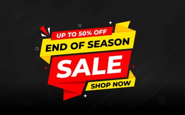 Sezon Satışı Sancağının Sonu Sezonluk fiyat etiketi tasarımı. İndirimli festival etiketi tasarımı. Sezon Süper Satış Sancak Şablonu. Daire Satış Vektörü İllüstrasyonu.