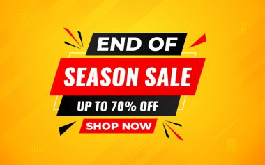 Sezon Satışı Sancağının Sonu Sezonluk fiyat etiketi tasarımı. İndirimli festival etiketi tasarımı. Sezon Süper Satış Sancak Şablonu. Daire Satış Vektörü İllüstrasyonu.