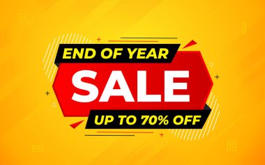 Yıl sonu indirimi pankart şablonu sunar. Hisse senedi. Yıl sonu afiş tasarımı web ya da sosyal medya için, indirimli özel teklif. soyut vektör tasarımı.