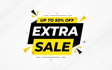 İnternet ya da sosyal medya için ekstra indirimli afiş. İndirim etiketli satış afişi promosyon şablonu. Kısıtlı zaman teklifi, ekstra indirim. Ticari poster, satış arkaplan vektörü illüstrasyonu