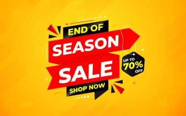 Sezon Satışı Sancağının Sonu Sezonluk fiyat etiketi tasarımı. İndirimli festival etiketi tasarımı. Sezon Süper Satış Sancak Şablonu. Daire Satış Vektörü İllüstrasyonu.