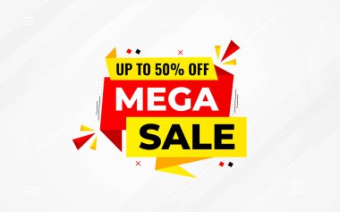 İnternet ya da sosyal medya için büyük satış afişi tasarımı, modern satış afişi. Düz soyut arkaplan şablonu illüstrasyonlu indirimli pankart kompozisyonu.