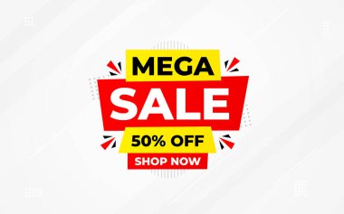 İnternet ya da sosyal medya için büyük satış afişi tasarımı, modern satış afişi. Düz soyut arkaplan şablonu illüstrasyonlu indirimli pankart kompozisyonu.