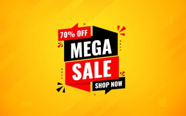 İnternet ya da sosyal medya için büyük satış afişi tasarımı, modern satış afişi. Düz soyut arkaplan şablonu illüstrasyonlu indirimli pankart kompozisyonu.