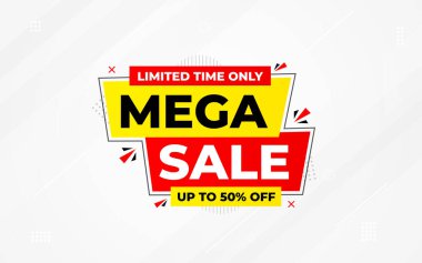 İnternet ya da sosyal medya için büyük satış afişi tasarımı, modern satış afişi. Düz soyut arkaplan şablonu illüstrasyonlu indirimli pankart kompozisyonu.