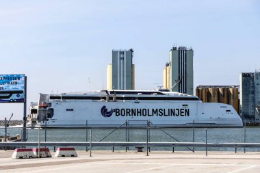 Large and high-speed ferry Bornholmslinjen transports from the city of Ystad, Sweden to the island of Bornholm, Ronne-May 15, 2024. High quality photo clipart