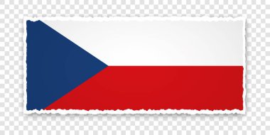 Çek Cumhuriyeti bayrağının şeffaf arkaplanda olduğu yırtık kağıt pankartın vektör illüstrasyonu