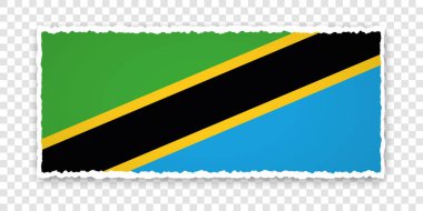 Saydam arkaplanda Tanzanya bayrağı bulunan yırtık kağıt pankartın vektör çizimi