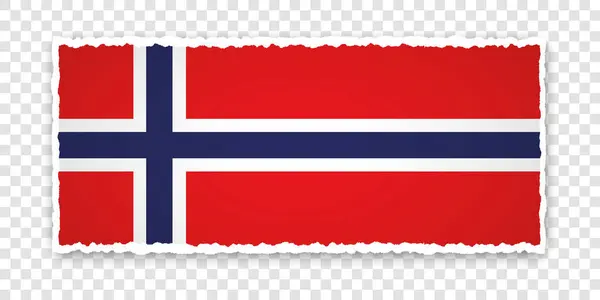 Εικονογράφηση Σχισμένου Χάρτινου Πανό Σημαία Νορβηγίας Διαφανές Φόντο — Διανυσματικό Αρχείο