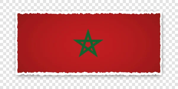 透明な背景にモロッコの国旗が描かれた破れた紙のバナーのベクトル図 — ストックベクタ