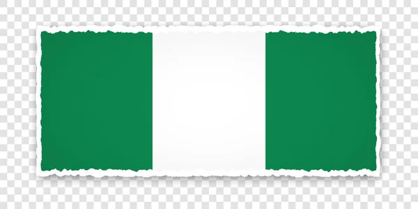 Vektor Illustration Rivna Papper Banner Med Flagga Nigeria Transparent Bakgrund — Stock vektor