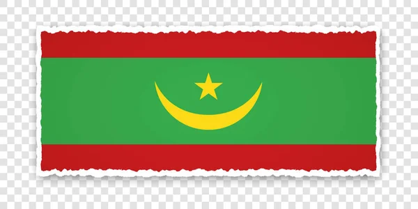 Vektor Illustration Eines Zerrissenen Papierbanners Mit Flagge Mauretaniens Auf Transparentem — Stockvektor