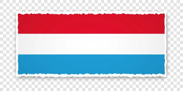 Διανυσματική Απεικόνιση Σχισμένου Χάρτινου Πανό Σημαία Λουξεμβούργου Διαφανές Φόντο — Διανυσματικό Αρχείο
