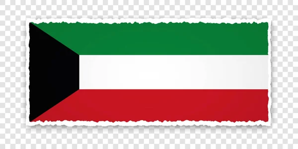 Διανυσματική Απεικόνιση Σχισμένου Χάρτινου Πανό Σημαία Κουβέιτ Διαφανές Φόντο — Διανυσματικό Αρχείο