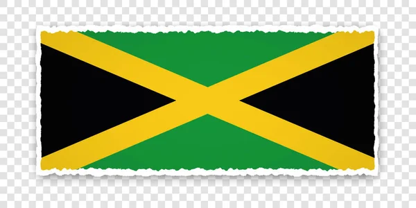 Wektor Ilustracja Podarty Sztandar Papieru Flagą Jamajki Przezroczystym Tle — Wektor stockowy