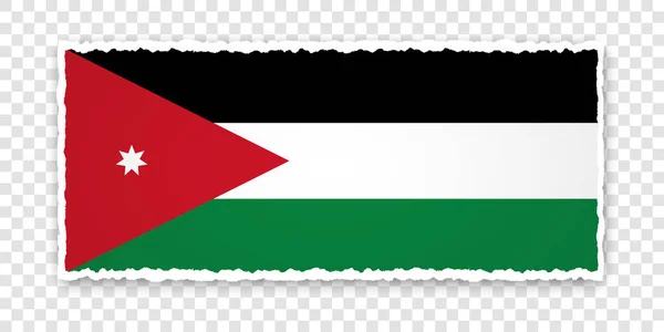 破れた紙の旗のベクトルイラストでヨルダンの旗が透けて見える — ストックベクタ