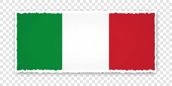 Vektorová Ilustrace Roztrženého Papírového Praporu Vlajkou Itálie Průhledném Pozadí — Stockový vektor