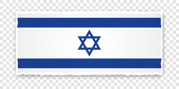 イスラエルの国旗を背景にした破れた紙の旗のベクトルイラスト — ストックベクタ