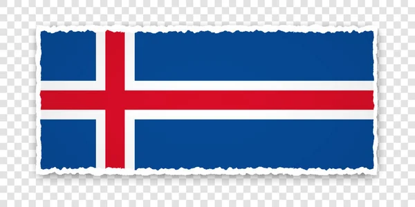 Vektor Illusztráció Szakadt Papír Banner Zászló Izland Átlátható Háttér — Stock Vector