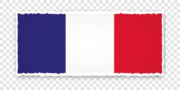 Διανυσματική Απεικόνιση Σχισμένου Χάρτινου Πανό Σημαία Της Γαλλίας Διαφανές Φόντο — Διανυσματικό Αρχείο