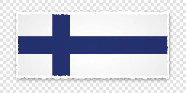 フィンランドの国旗を背景にした破れた紙の旗のベクトルイラスト — ストックベクタ