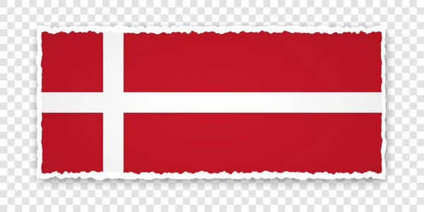 Ilustración Vectorial Banner Papel Roto Con Bandera Dinamarca Sobre Fondo — Vector de stock