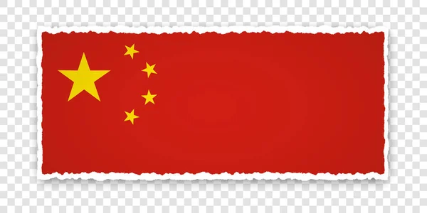 Векторна Ілюстрація Порваного Паперового Прапора Прапором Китаю Прозорому Тлі — стоковий вектор