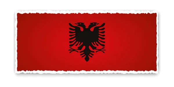 Vektor Illusztráció Szakadt Papír Banner Zászlóval Albánia Átlátható Alapon — Stock Vector