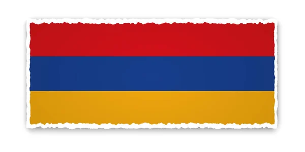 透明背景下带有亚美尼亚国旗的撕破纸幅矢量图解 — 图库矢量图片