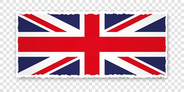 Ilustração Vetorial Banner Papel Rasgado Com Bandeira Reino Unido Fundo — Vetor de Stock